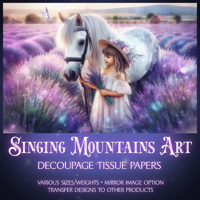 Lavender Fantasy Girl and Horse Decoupage Seidenpapier (Von Creator hochgeladen)