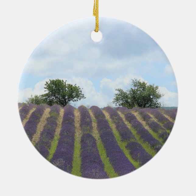 Lavender Feld Weihnachtsdekoration Keramik Ornament (Hinten)