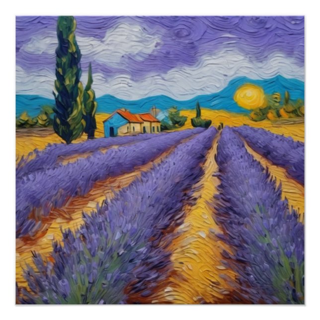 lavender field in van gogh style poster (Vorderseite)