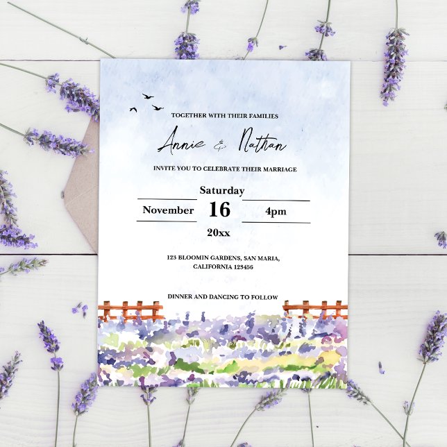 Lavender Fields Landscape Hochzeit Einladung Postkarte (Lavender Fields Landscape Wedding Invitation Postcard)