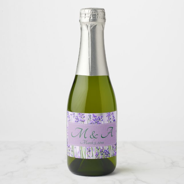 Lavender Fields Mariage Mini Étiquette de vin mous (Devant)