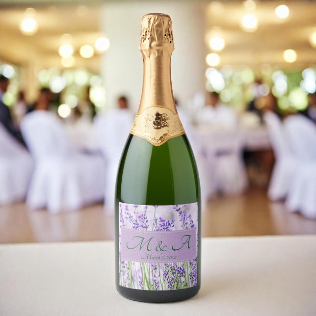 Lavender Fields Mariage Sparkling Wine Étiquette (Créateur téléchargé)