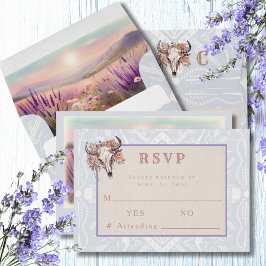 Lavender Fields of Blue Western Wedding RSVP Karte