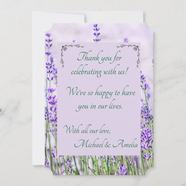Lavender Fields Wedding Corner Danke Karte (Vorderseite)