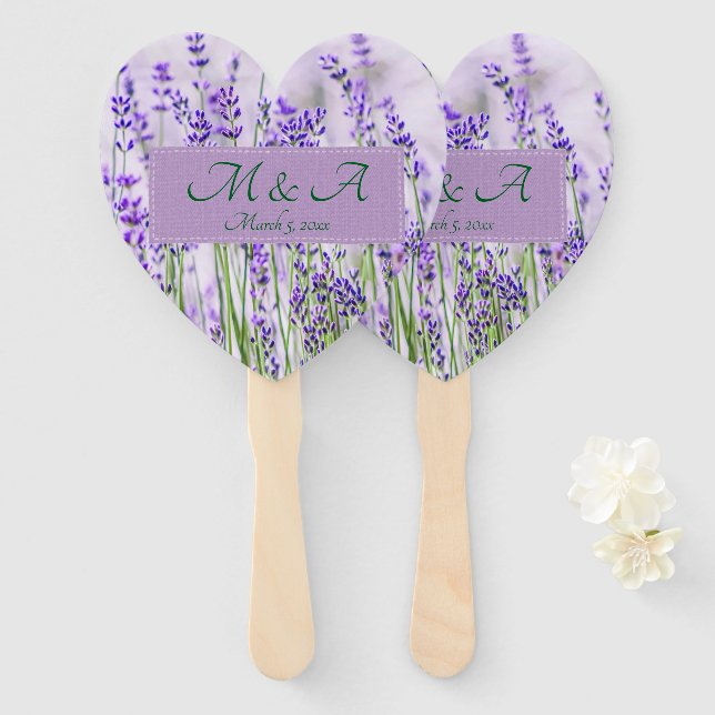 Lavender Fields Wedding Heart Hand Fans Fächer (Vorne und Hinten)