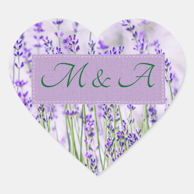 Lavender Fields Wedding Heart Stickers (Vorderseite)