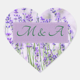 Lavender Fields Wedding Heart Stickers