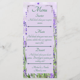 Lavender Fields Wedding Menu Menükarte