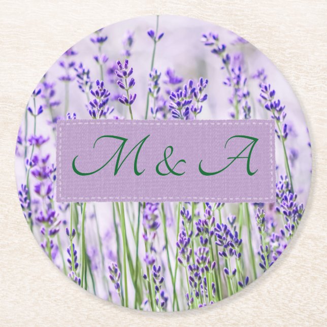 Lavender Fields Wedding Round Paper Untersetzer (Vorderseite)