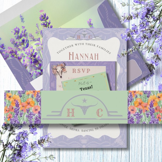 Lavender Fields Western Hochzeit  Einladungsbanderole (Von Creator hochgeladen)