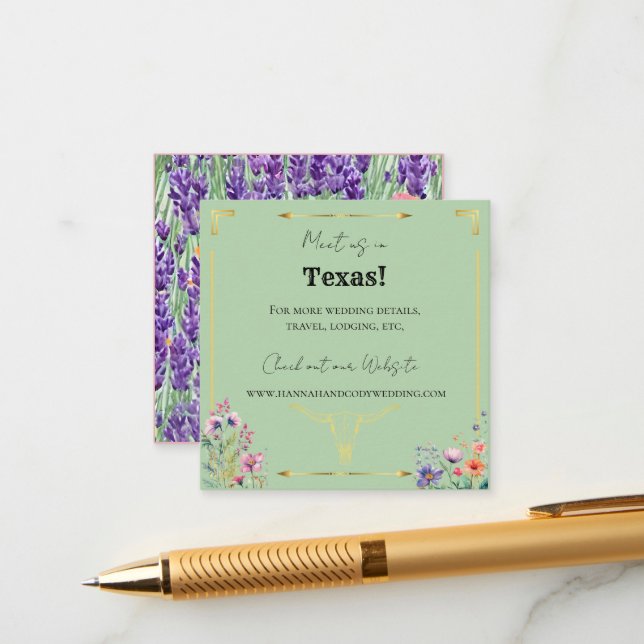 Lavender Fields Western Hochzeitkarte Begleitkarte (Vorderseite/Rückseite Beispiel)