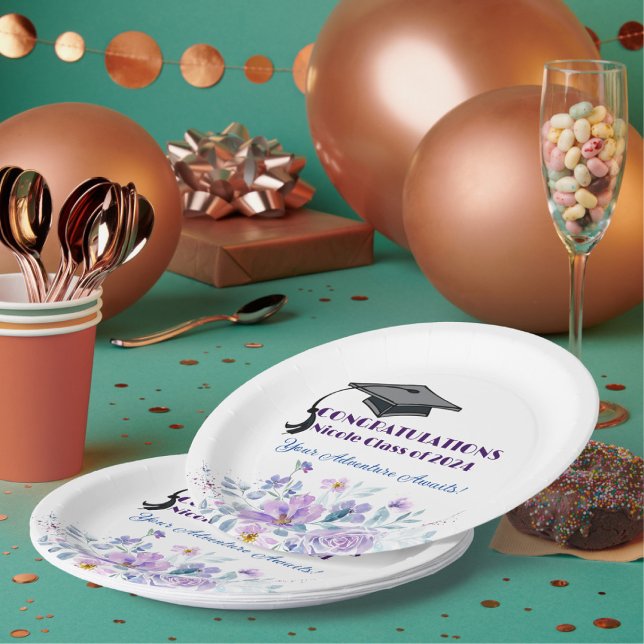 Lavender Floral Abschluss Pappteller (Von Creator hochgeladen)