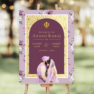 Lavender Floral Anand Karaj Wedding Welcome Sign Poster