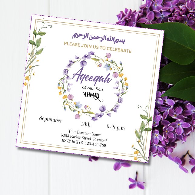 Lavender Floral Aqeeqah- Aqiqah- muslimische Einla Einladung (Von Creator hochgeladen)