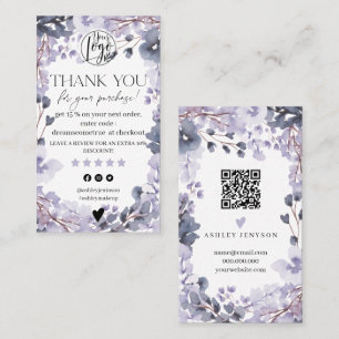 Lavender floral Aquarell-Auftrag Vielen Dank Visitenkarte
