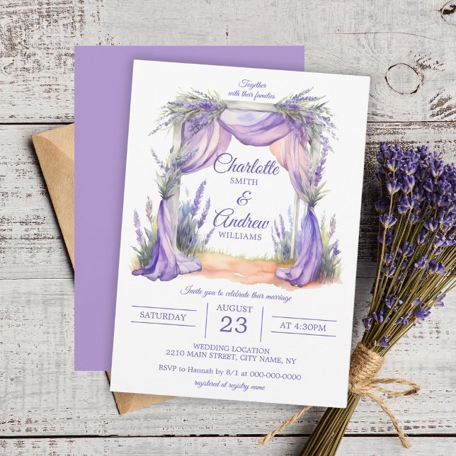 Lavender Floral Arch Wedding Einladung (Lavender Floral Arch Wedding Invitation
)