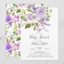 Lavender Floral Baby Dusche Einladung