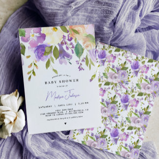Lavender Floral Baby Dusche Einladung