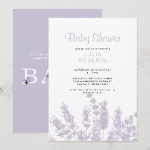 Lavender Floral Baby Dusche Einladung