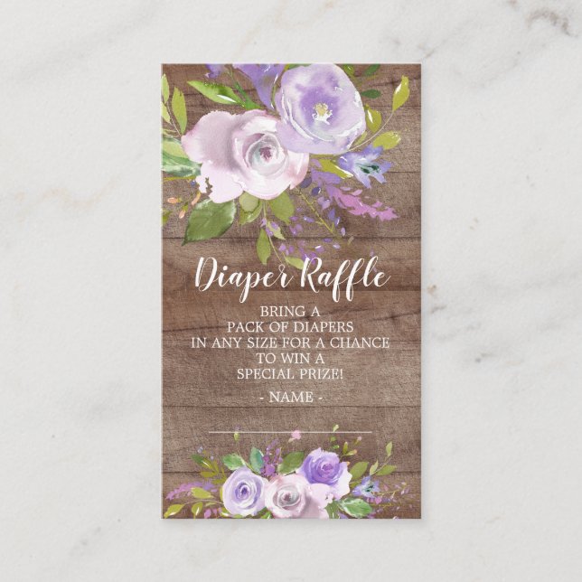 Lavender Floral Baby Duschkabine Windelwanne Raffl Begleitkarte (Vorderseite)
