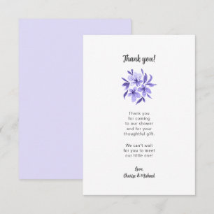 Lavender Floral Babydusche vielen Dank Dankeskarte