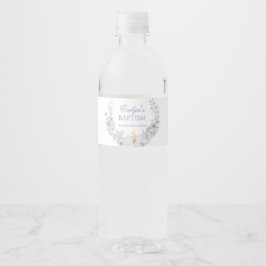 Lavender Floral Baptism Water Bottle Label