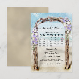 Lavender Floral Beach Arbor & Calendar Wedding Save The Date