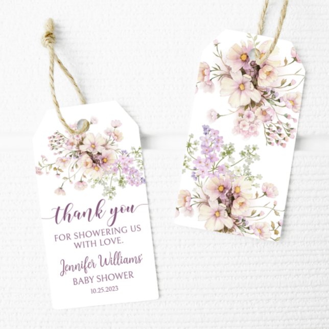 Lavender floral bébé fille douche merci étiquettes (Créateur téléchargé)