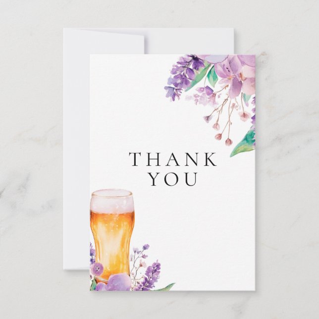 Lavender Floral Beer Brautparty Dankeskarte (Vorderseite)