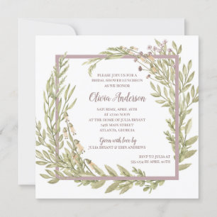 Lavender Floral Border Bridal Luncheon Einladung
