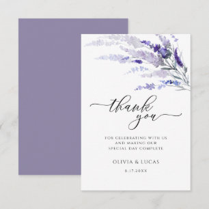 Lavender Floral Botanische Wildblume Lilac Wedding Dankeskarte