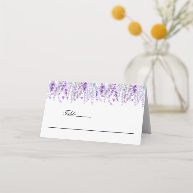 Lavender Floral Botanisches Elegantes Hochzeitsfes Platzkarte (Vorderseite)