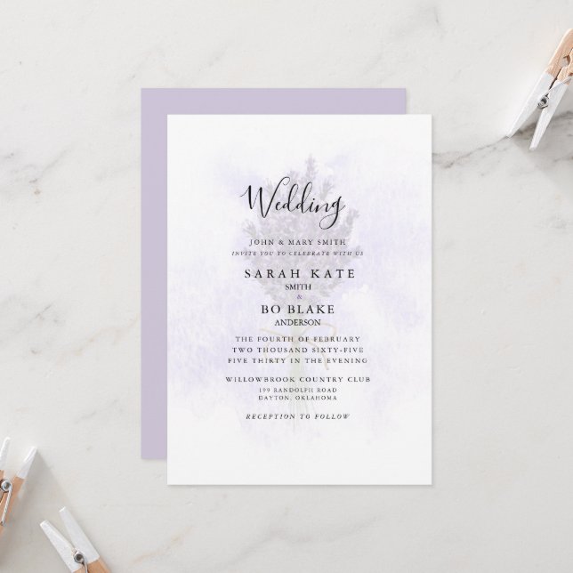 Lavender Floral Bride Eltern Splash Hochzeit Einladung (Vorderseite/Rückseite Beispiel)