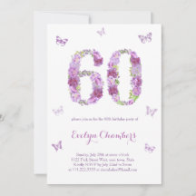 Lavender Floral Butterfly 60. Geburtstagsparty