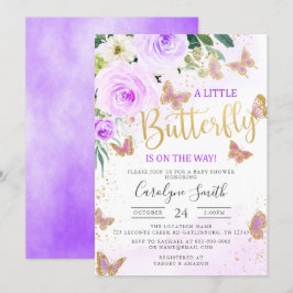 Lavender Floral Butterfly Babydusche Einladung