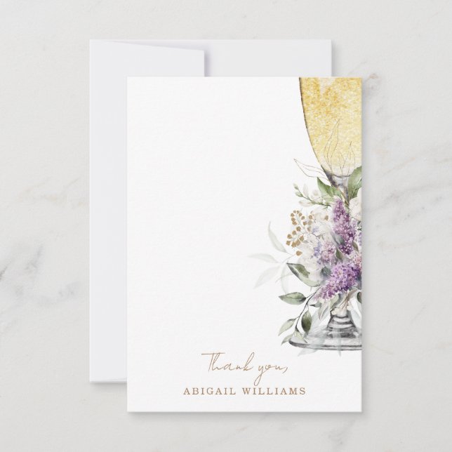 Lavender Floral Champagne Dusche Nachricht Vielen  Dankeskarte (Vorderseite)