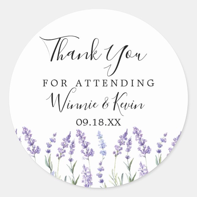 Lavender Floral Danke Stickers (Vorderseite)