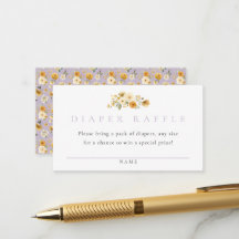 Lavender Floral Diaper Raffle Card | Vintage Pram 