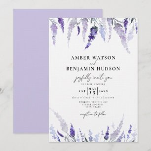 Lavender Floral Dusty Lila Mauve Lilac Wedding Einladung