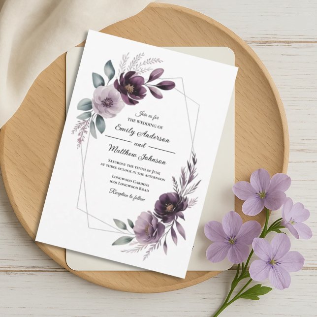 Lavender Floral Frame Wedding Invitation Einladung (Von Creator hochgeladen)