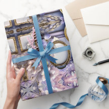 Lavender Floral Frames with Antique Gold Accents