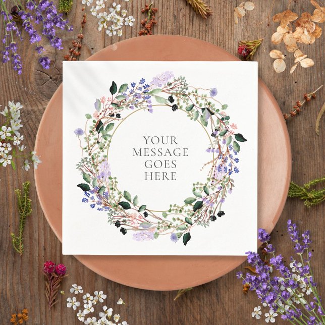 Lavender Floral Greenery Foliage Garland Serviette (Lavender Floral Greenery Foliage Garland Napkins)