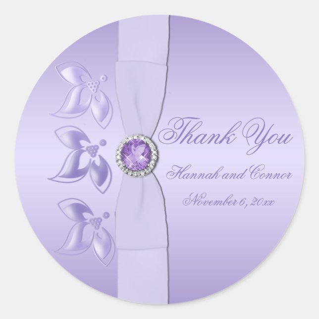 Lavender Floral Jewele 3" Round Aufkleber (Vorderseite)
