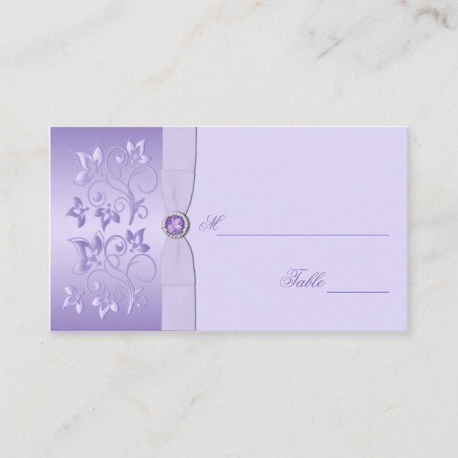 Lavender Floral Jeweled Placecards Platzkarte (Vorderseite)