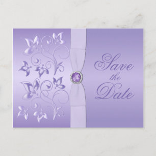 Lavender Floral Jeweled Save the Date Postcard Ankündigungspostkarte