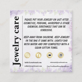Lavender Floral Jewelry Care Begleitkarte