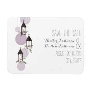 Lavender Floral Lanterns Save the Date Magnet
