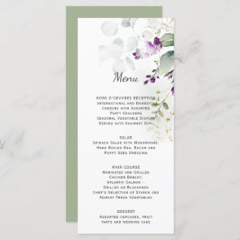 Lavender Floral Mariage Menu Vert Retour