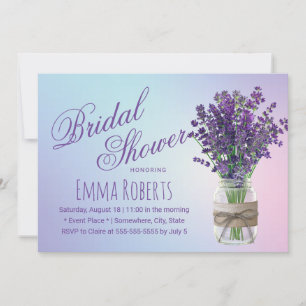 Lavender Floral Mason Jar Pastel Brautparty Einladung