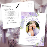 Lavender Floral Oval Foto Hochzeit speichern das D
